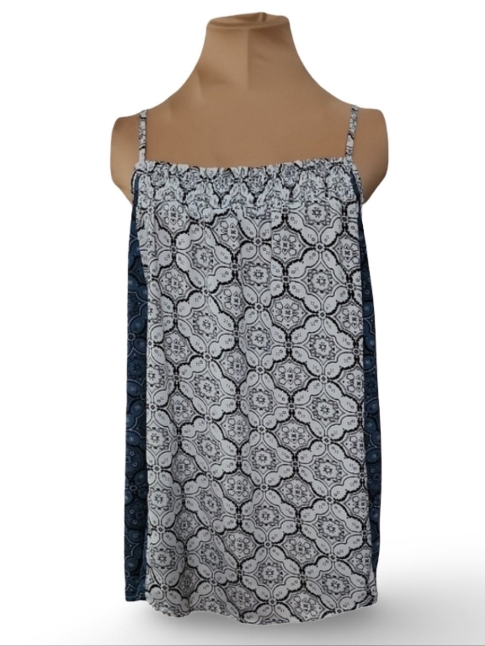 Weekend Suzanne Betro Printed Tank Top Large Boho Tile Cami Flowy